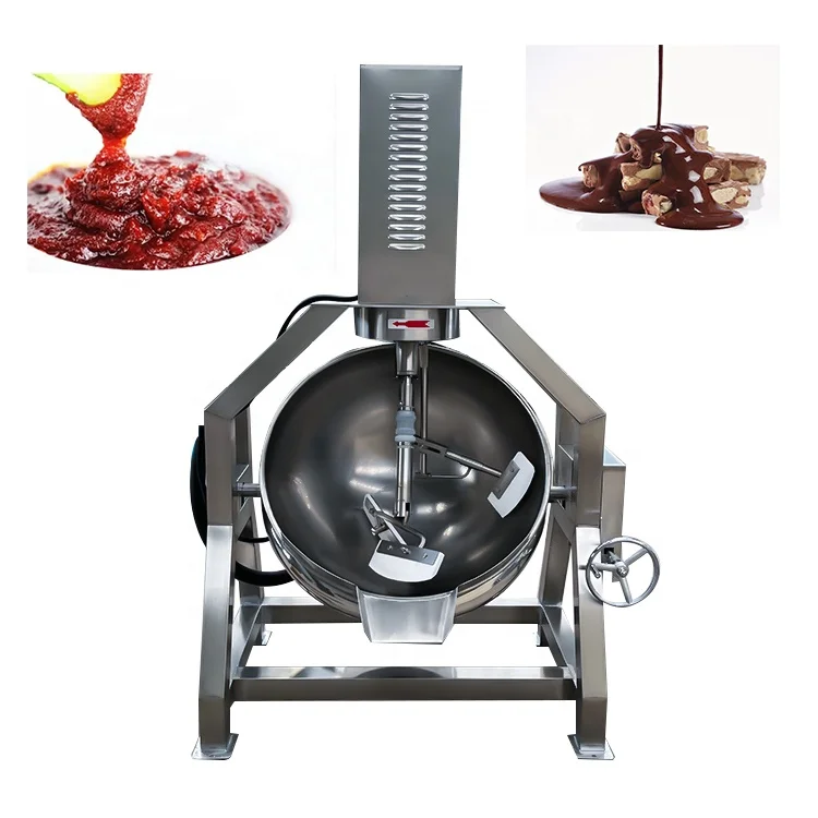 de-Pepper Chili Sauce Industrial Tilting Cooking Pot Planetary Cooking Mixer Machine Stirring Jacketed Kettle Agitator