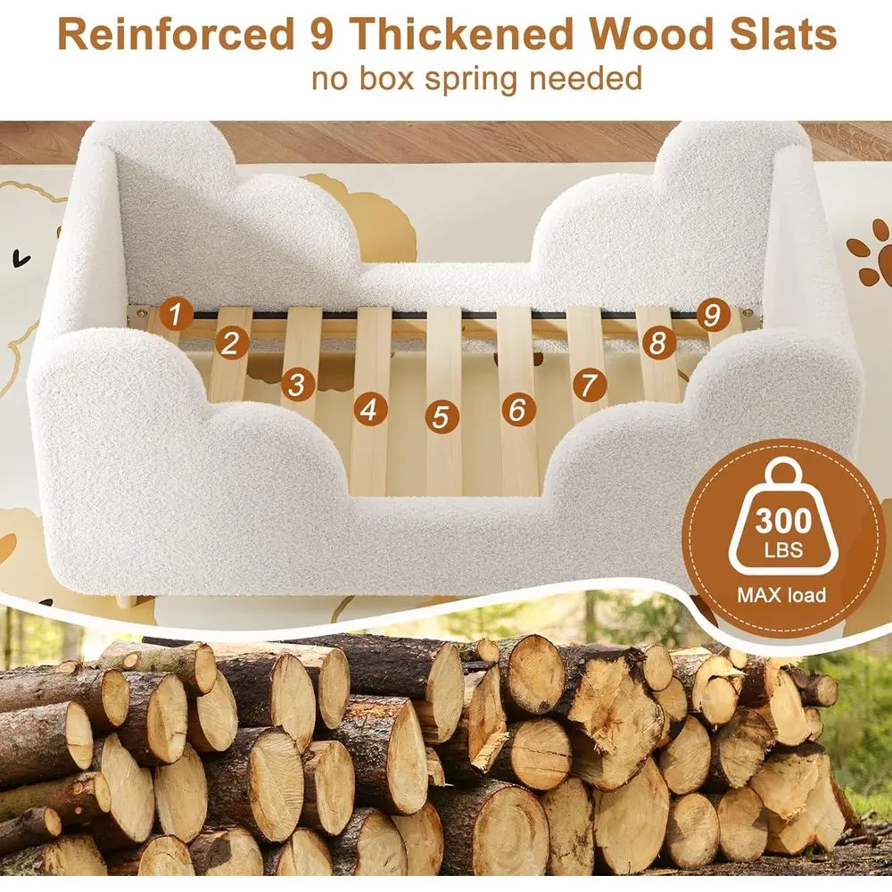 Toddler ed e, Toddler ed Upholstered, Low Proile Kids eds with Saety Guardrails loor eds with Wood Slats or Girls oys Children A