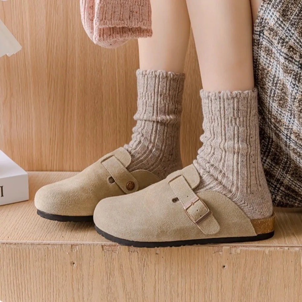 New Cotton Women's Winter Socks Retro Warm Terry Knit Socks Thickened Simple Stacked Sock Daily Wear