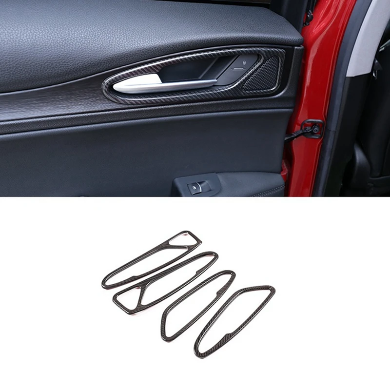 

4 PCS Car Door Interior Handle Frame Dry Carbon Fiber Trim Accessories For Alfa Romeo Stelvio 2017 2018 2019