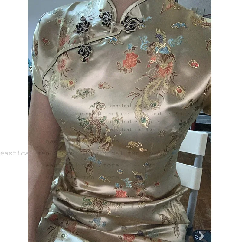 

Элегантное жаккардовое платье Cheongsam, модное женское платье в китайском стиле Y2K, сексуальное короткое Ципао размера плюс 3Xl 5Xl 6Xl Chesongams Slim Vestidos