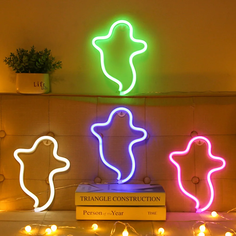

Ghost Neon Sign Ghosts LED Lights Indoor Halloween Festival Lamp Decor Night Bedside Outdoor Work