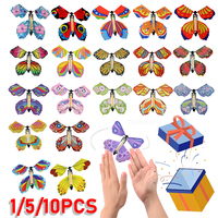 1/5/10PCS Magic Flying Butterflies Clockwork Rubber Band Powered Butterfly Flying Birthday Surprise Gift Book Box Party Favor