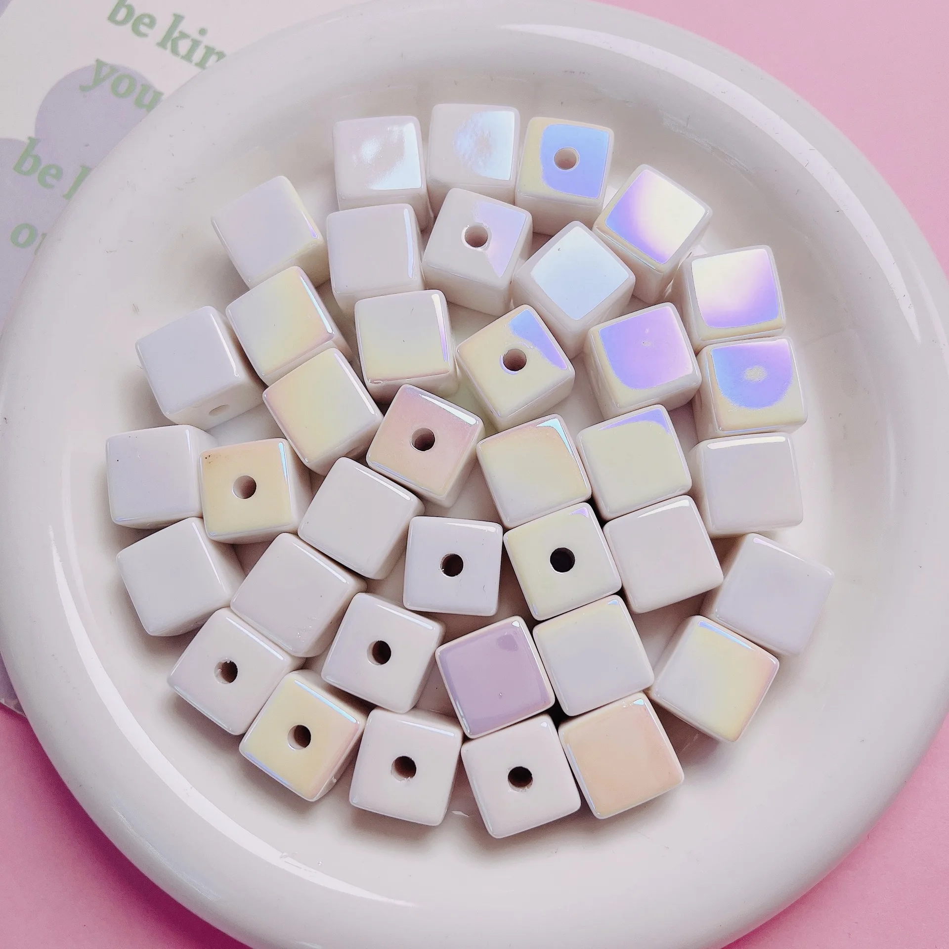 10pcs/lot Acrylic Square Shape Beads Baking Varnish Cube Spacer Bead for DIY Original Bracelet Necklace Charms Jewelry Making