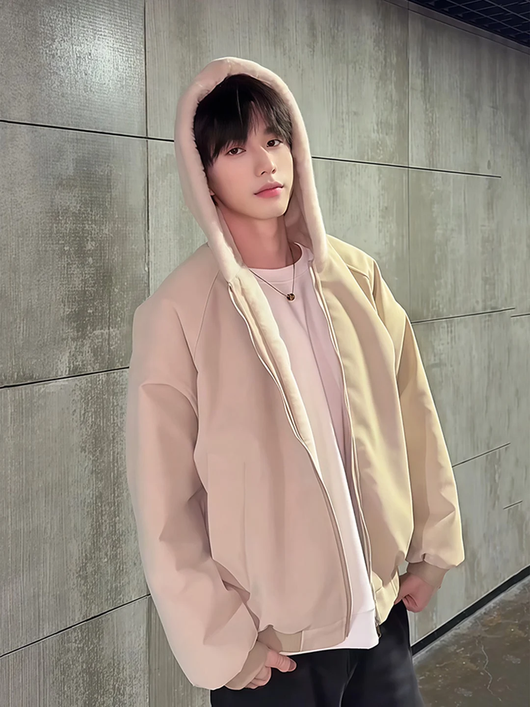 

Куртка из искусственной кожи с узором личи, утепленная зимняя куртка с меховым воротником и капюшоном, хлопковая одежда для подростков, теплая и стильная