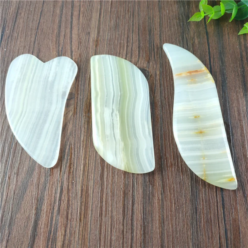 Supply Afghanistan Greenish White Jade Silk Pattern Multiple Scrapping Plate Jade Massager