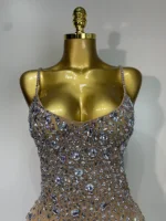 Luxury Rhinestones Sexy Mesh See Through Bodycon Dress Women Birthday Evening Cocktail party Gown Red Carpet Club Stage Outfit - Image 5