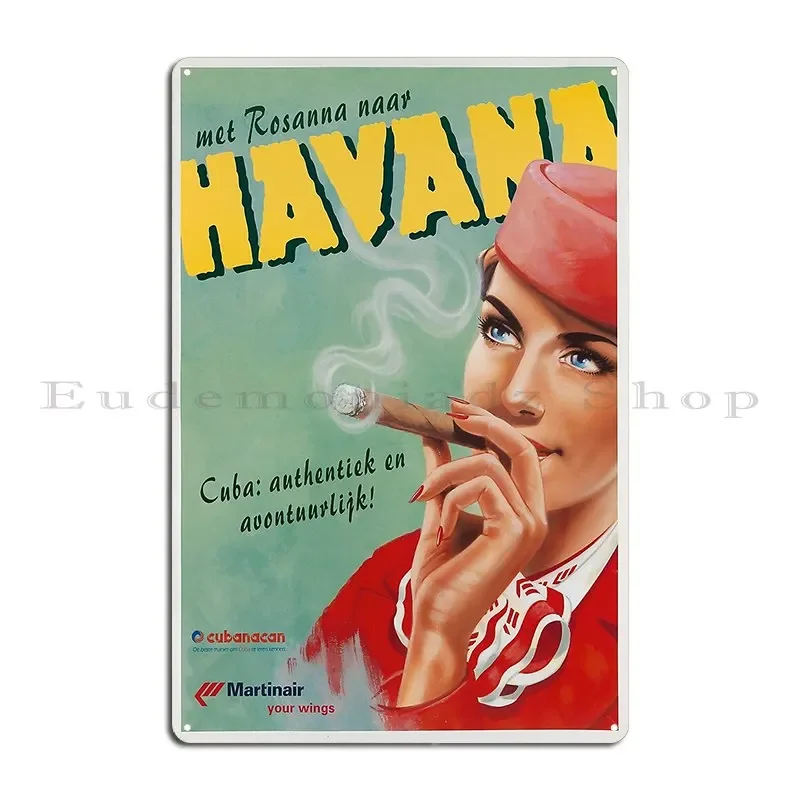 Met Rosanna Naar Havana Vintage Travel Poster Metal Sign Living Room Bar Cave Wall Decor Character Sign Tin Sign Poster