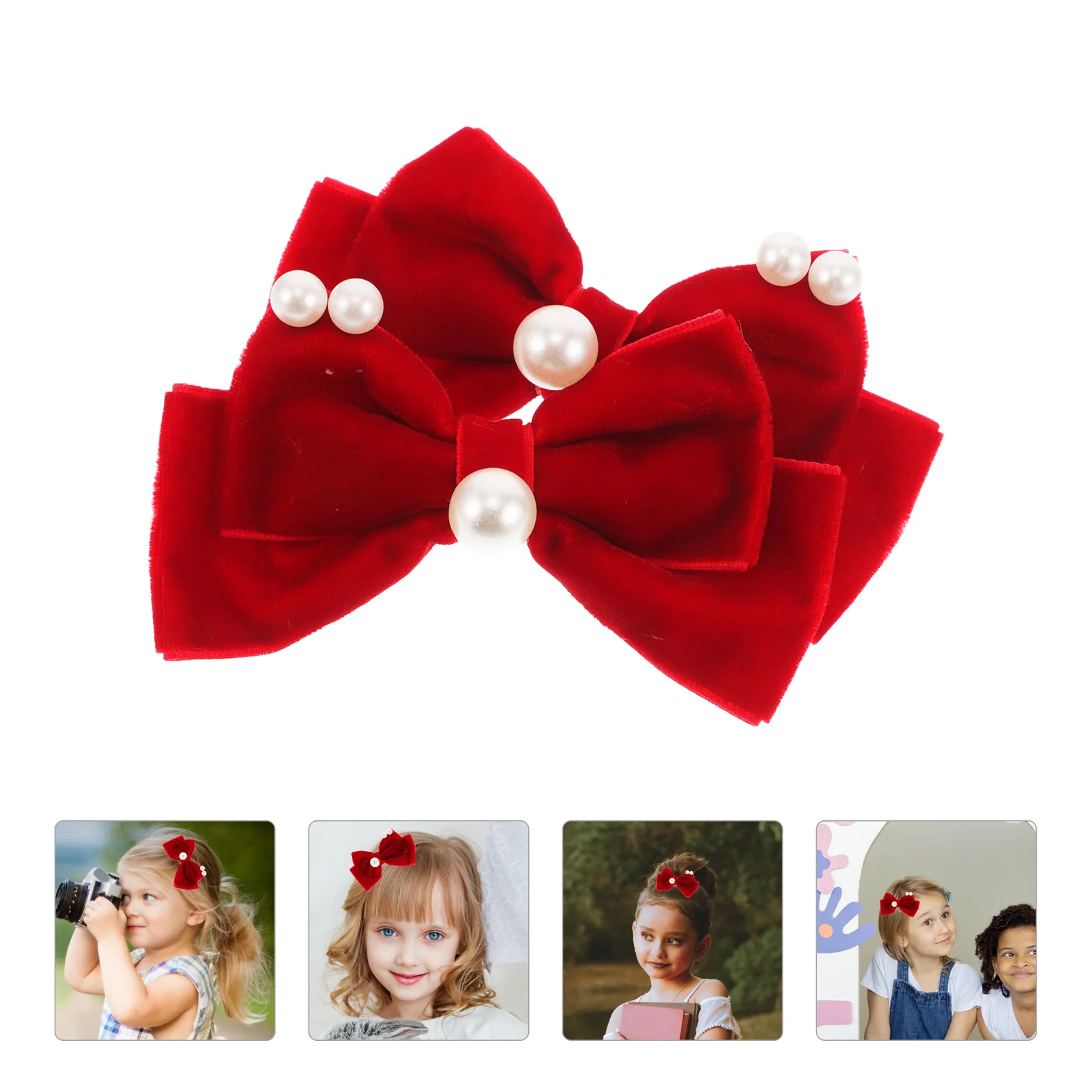 

2 Pcs Hair Clip Bow Hairpin Bows for Girls Clips Love on Red Barrettes with Child