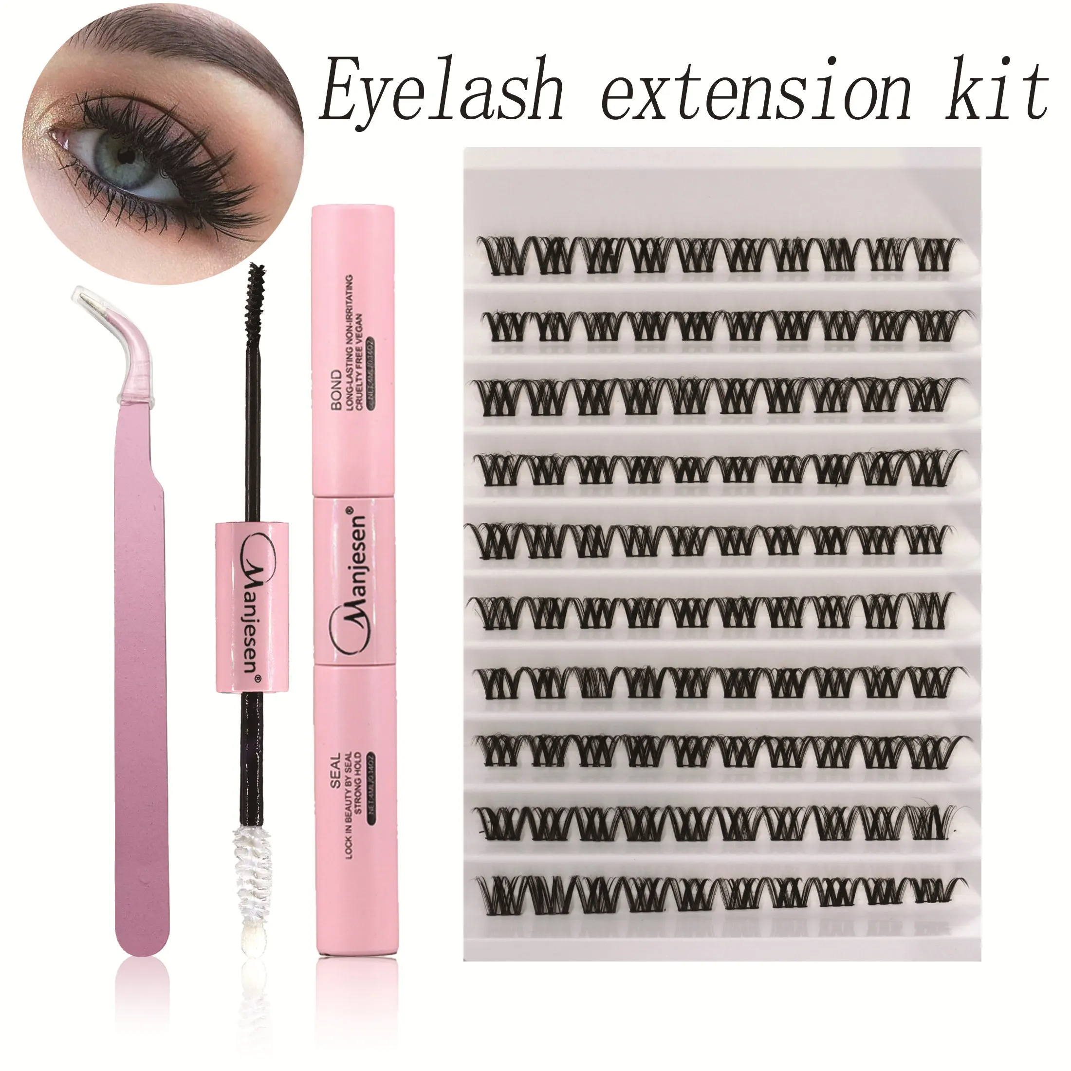 Lash Extension Kit 120pcs Bond and Seal Makeup Tools DIY for Gluing Lashes Gluing Glue DIY Lash KIT Eyelash Clusterin