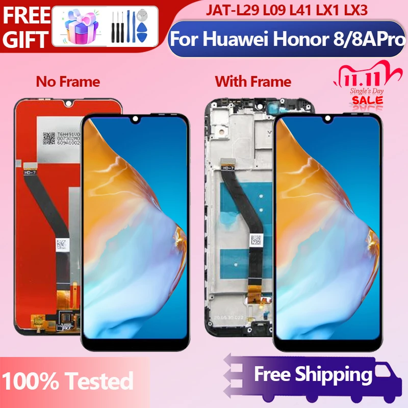 

6.09'' New Tested Screen For Honor 8A Honor 8A Pro JAT-L29 L09 L41 LX1 LX3 Display LCD Touch Screen Digitizer Assembly Frame