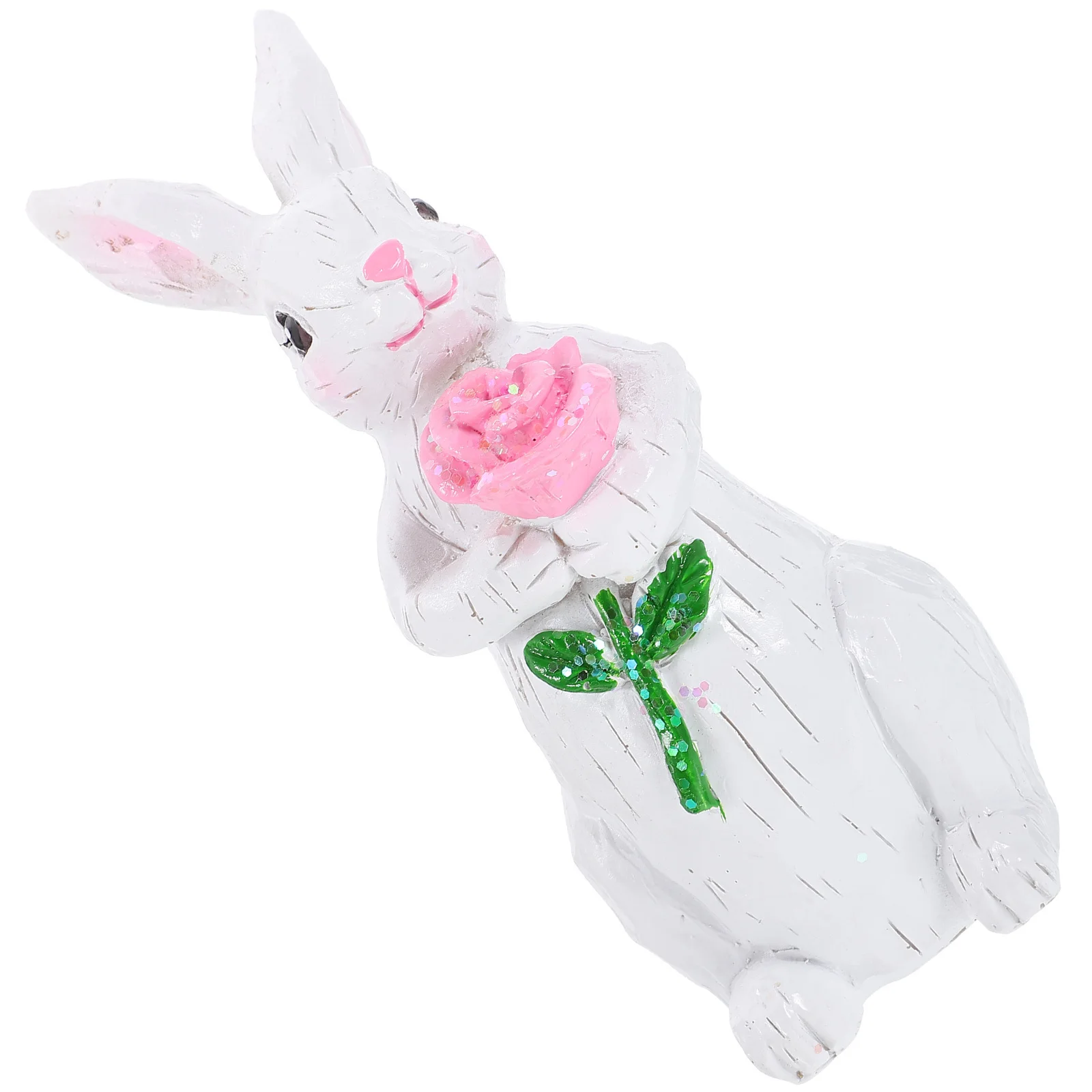 

Rose Flower Resin Bunny Art Home Decor Romantic Rabbit Ornament Table Desktop Decoration Party Scene Layout Accent