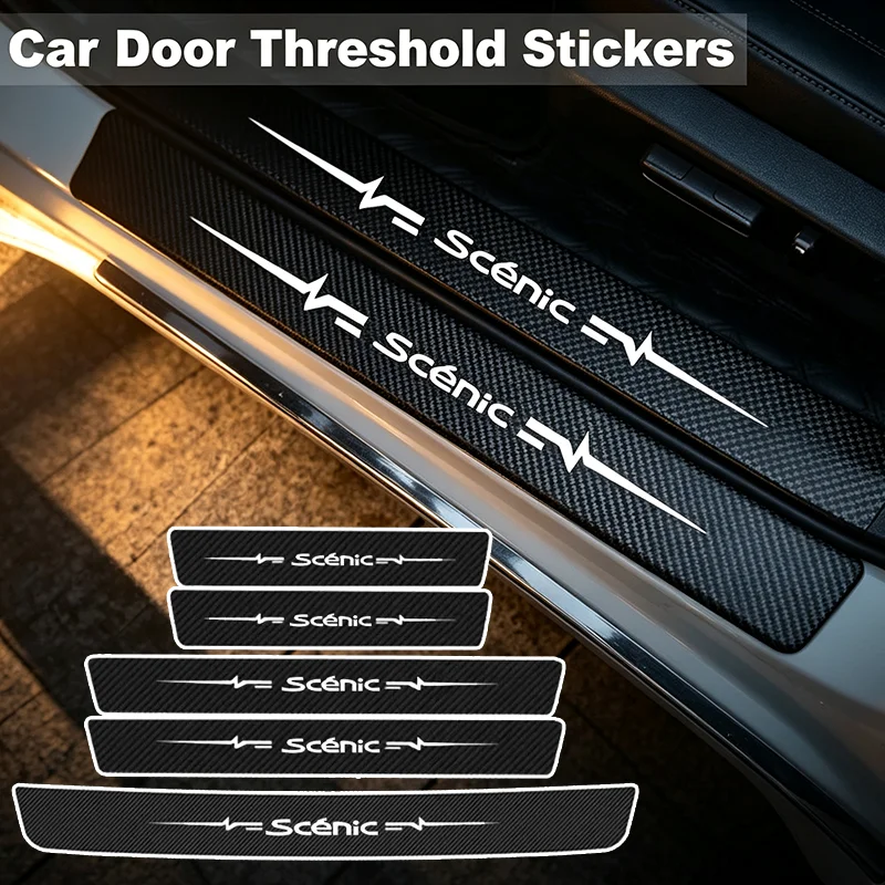 for Renault Scenic Badge Car Door Threshold Tape Sill Protective Sticker Decal Trunk Bumper Guard Anti Scratch Strips