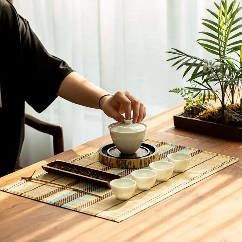 Useful Table Mat Stain-Resistant Multifunctional Bamboo Coaster Table Decoration Supply Bamboo Placemat