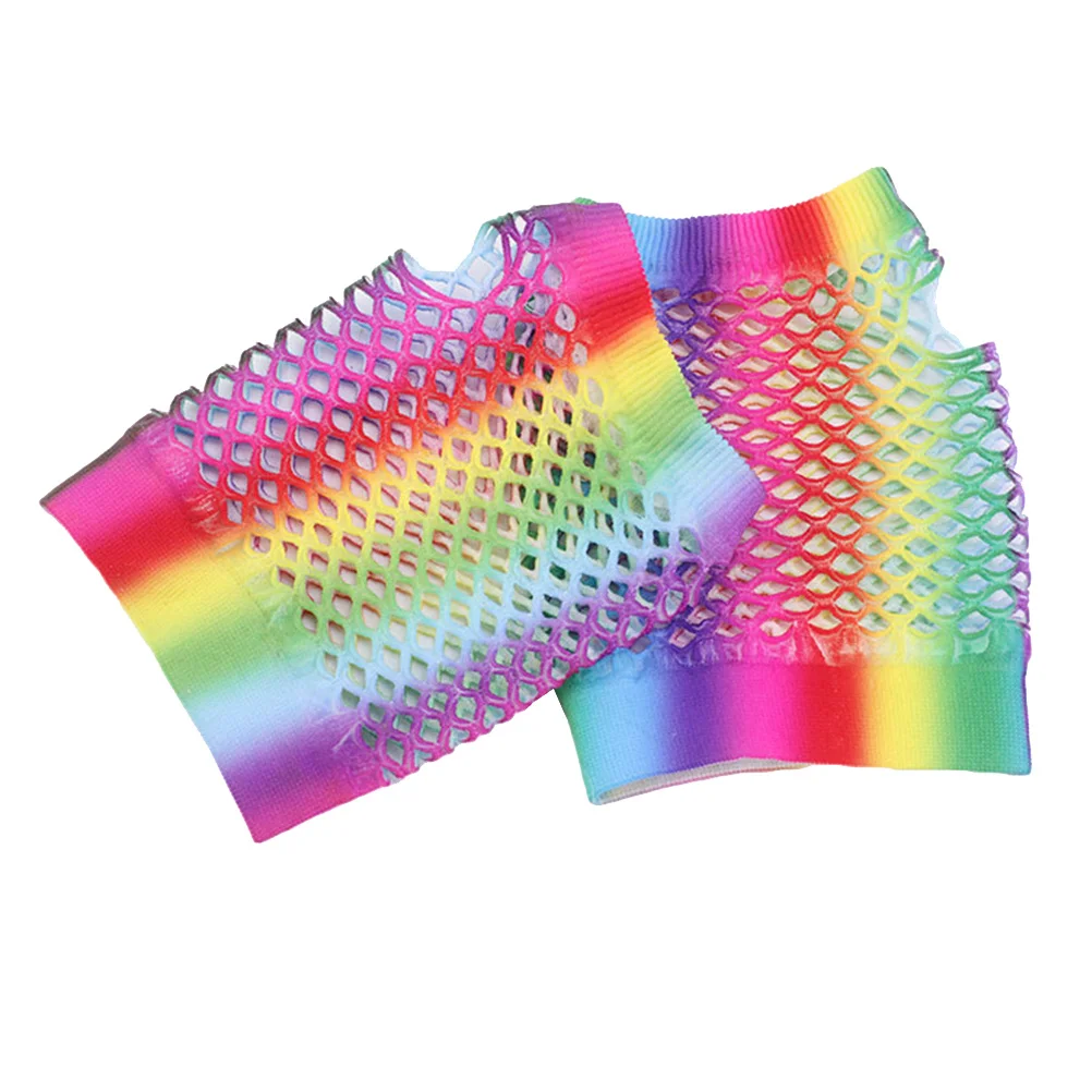 

1Pair Colorful Fishnet Gloves Short Nylon Elastic Lightweight Durable Mesh for Cosplay Hip Hop Party Wedding Mesh Fishnet Gloves