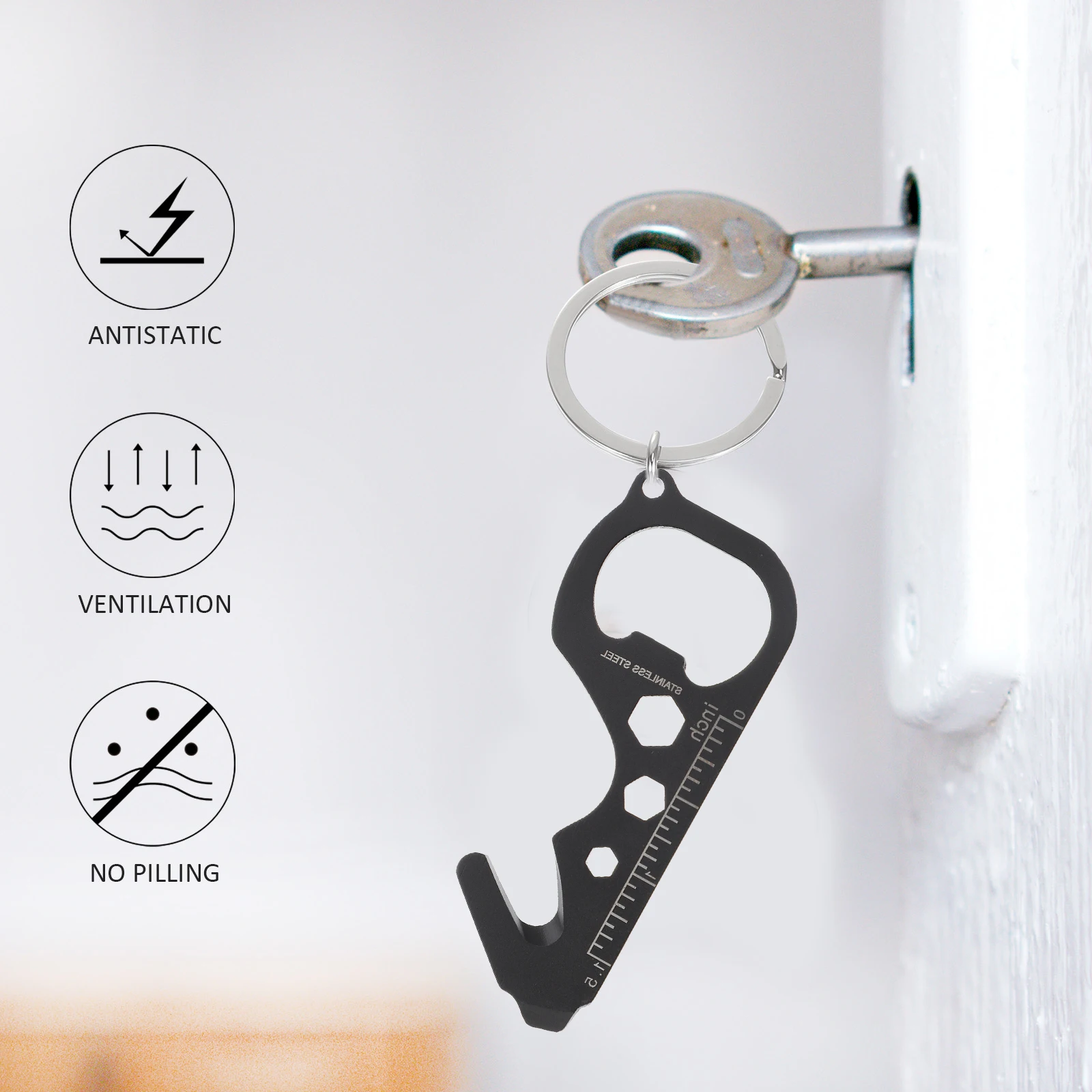 

Bottle Opener Keychain Multi-tool Stainless Steel Portable Outdoor Hand Tool Camping Hiking Household Gadget Wear Resistant Long