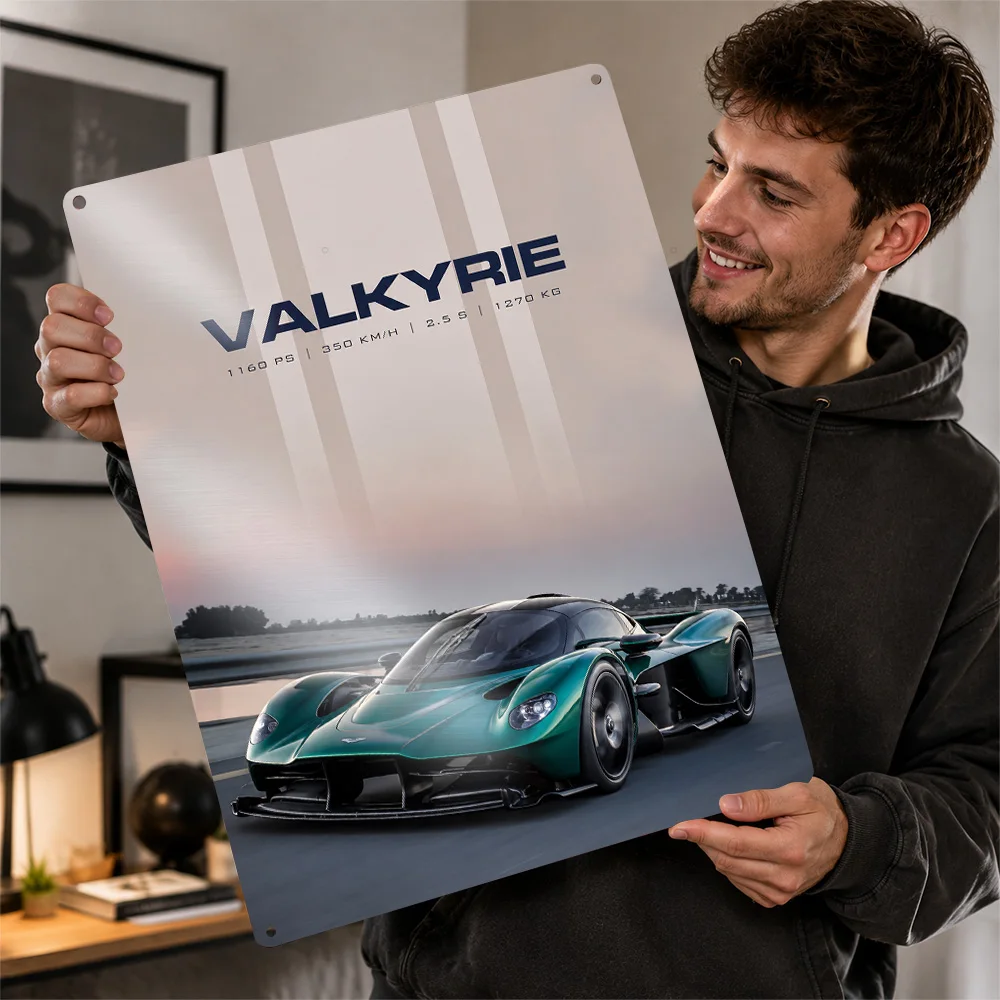 United Kingdom Valkyrie Green Hypercar Printed Poster Customized Metal Sign Speed Icon Tribute Wall Art Made For Garage Owners
