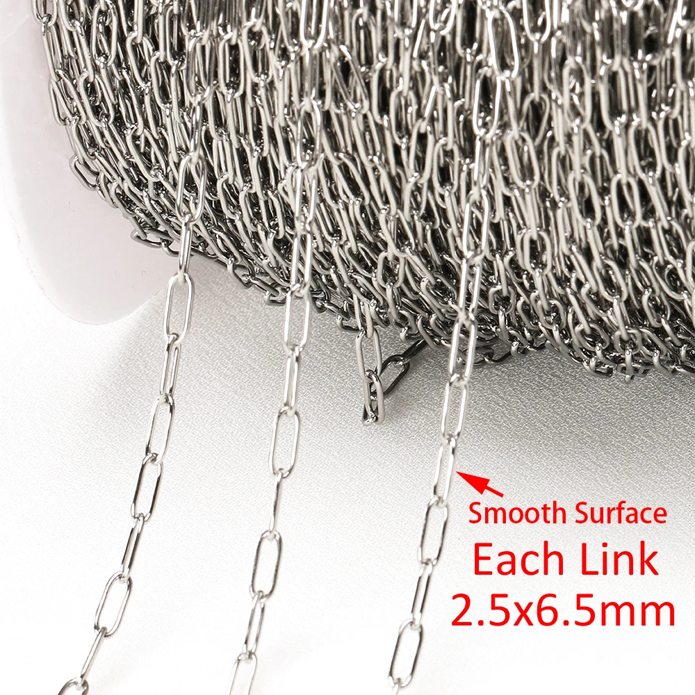 2Meters 2.5mm Gold Stainless Steel Chains for Jewelry Making DIY Necklace Bracelet Choker Accessories Closed Link Oval Chain
