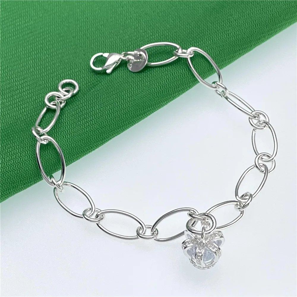 Fashion kpop 925 sterling Silver custom CROWN crystal Bracelet for Women Street Versatile Jewelry Wedding party Christmas gifts view 3