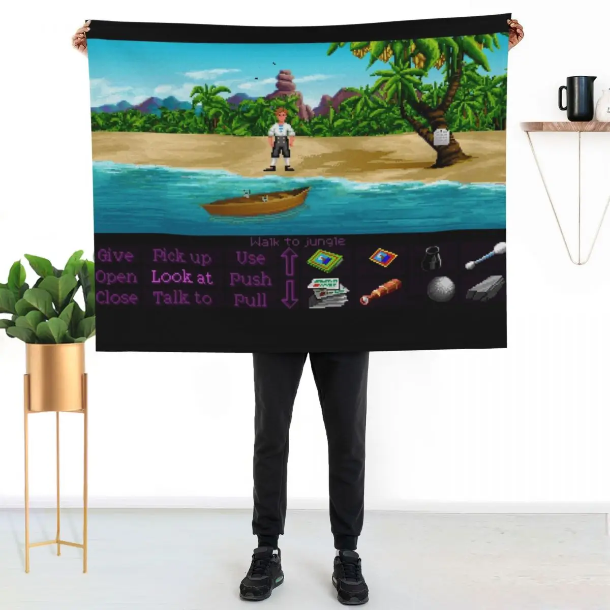 Finally on Monkey Island (Monkey Island 1) Throw Blanket Flannel Plush Tourist Decorative Throw Quilt Blankets