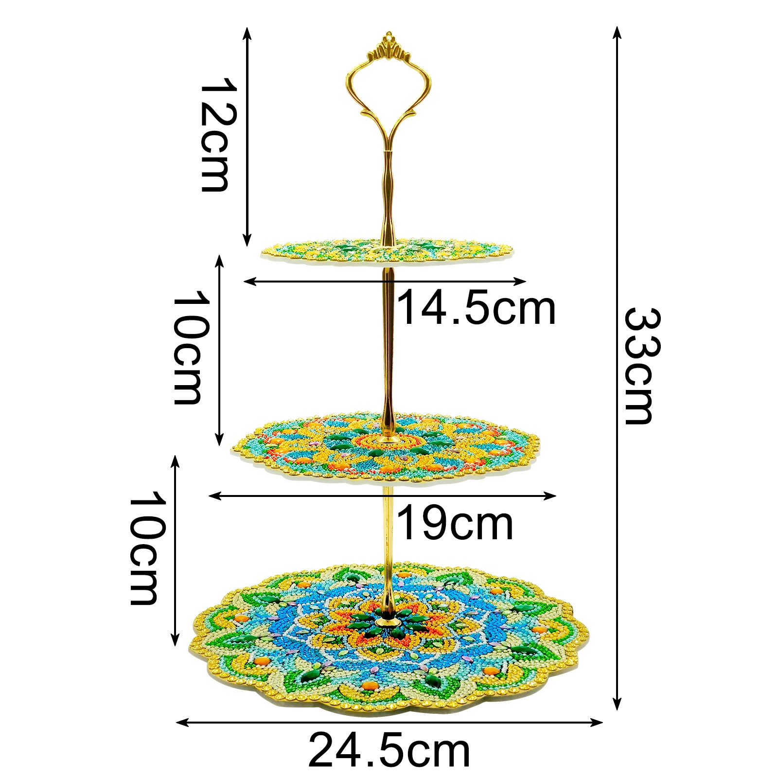 Creative DIY Diamond Painting Acrylic 3 Layer Dessert Stand Plates Bracket Placemat Mandala Pattern 5d DIY Diamond Painting Kits