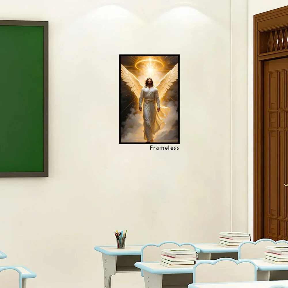 Frameless Canvas Painting Divine Angel Wings Canvas Wall Art- Vibrant Spiritual Decor, No Framed Christian Religious Poster For