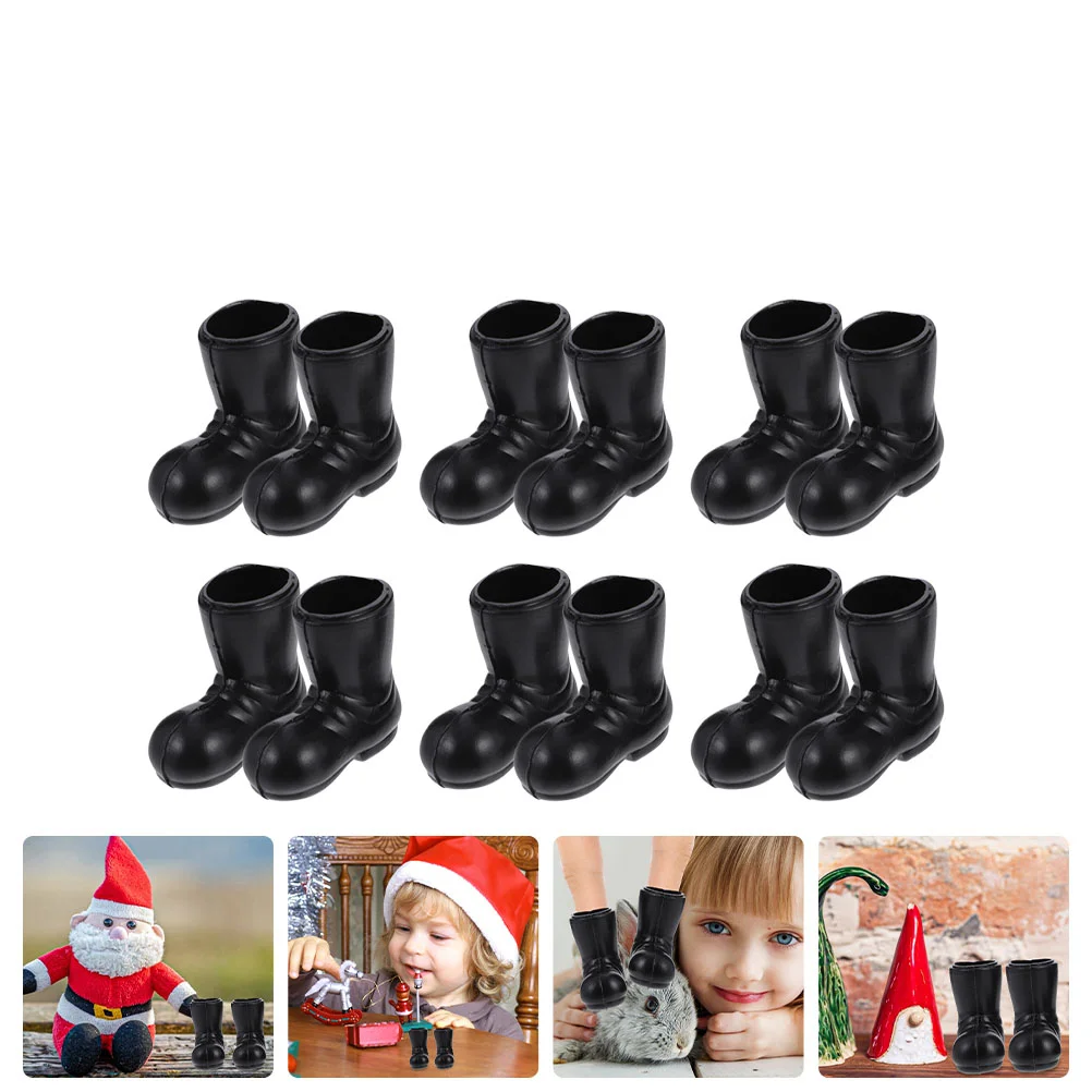 12 Pcs Decorations Christmas Boots Model Baby Snow Globe Miniature Black Plastic Xmas Santa