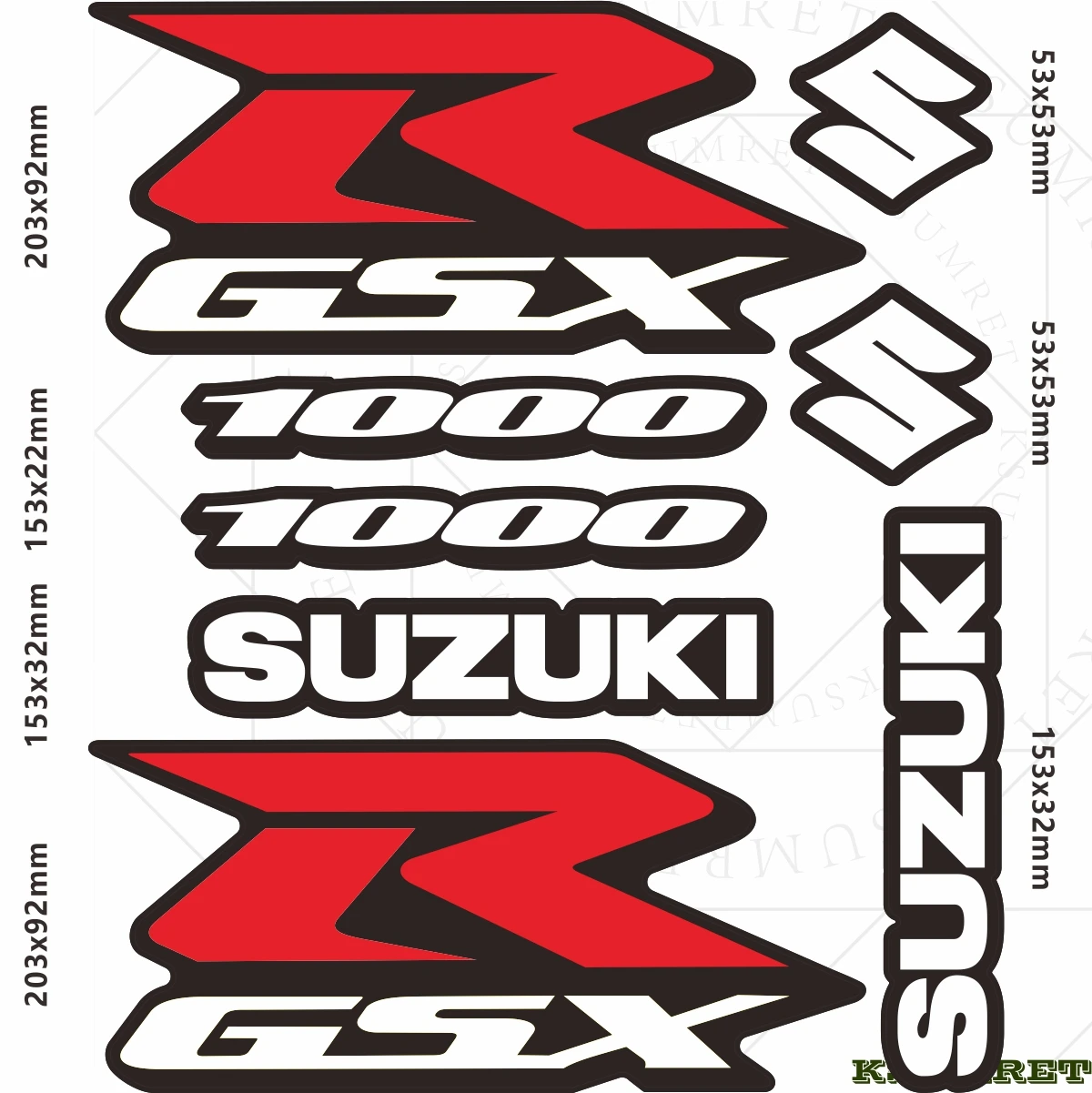 Vinyl Suzuki GSXR Sticker Decal 1000 Logo Set Helmet Emblem Kit