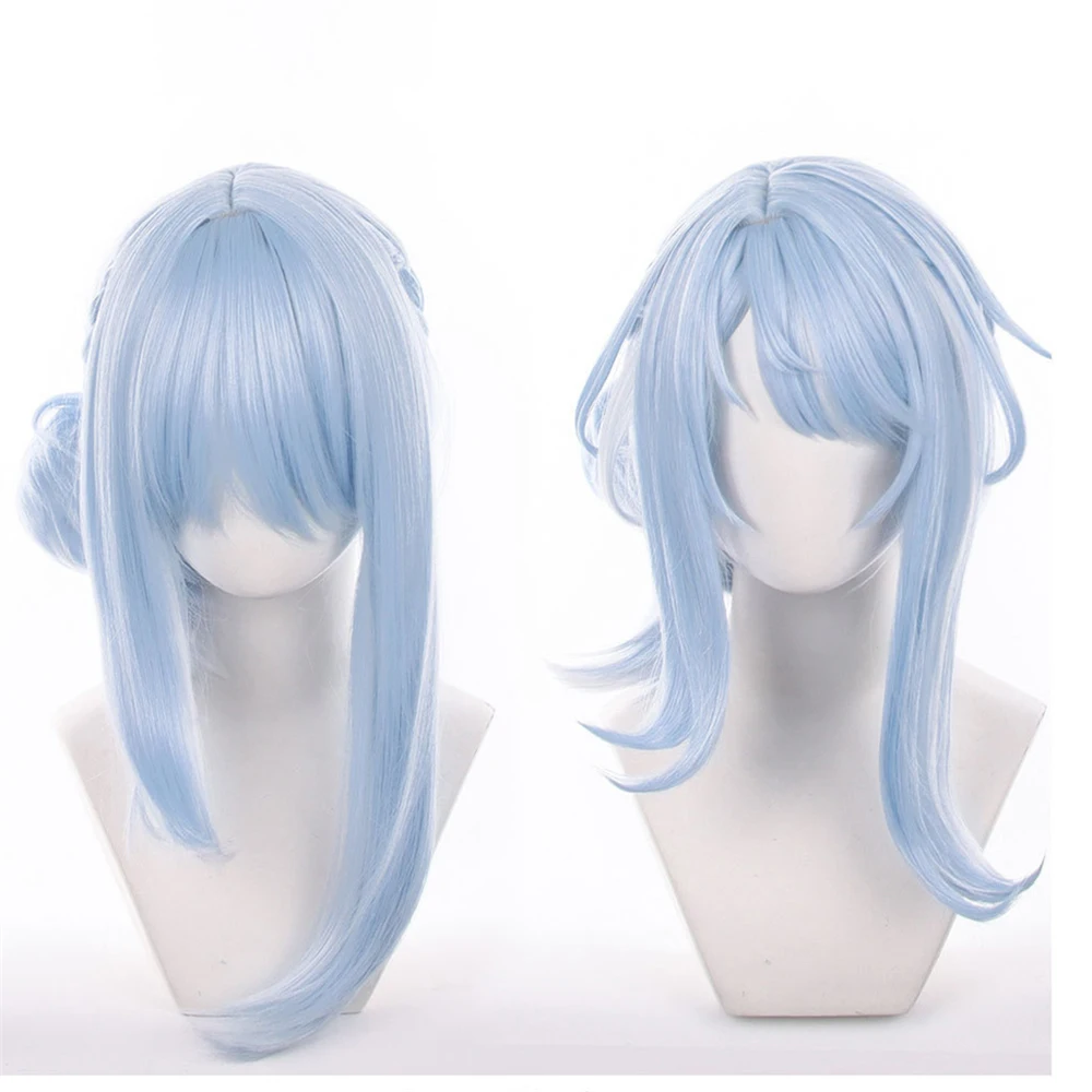 Game Snezhnaya Odette Cosplay Wig 43cm Blue White Short Braided Hair With Bun for Halloween Comic Con Party Role Play Costumes A