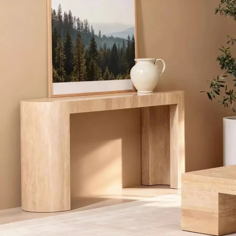 

Modern simple natural travertine entrance entrance table against the wall entrance table storage table corridor aisle