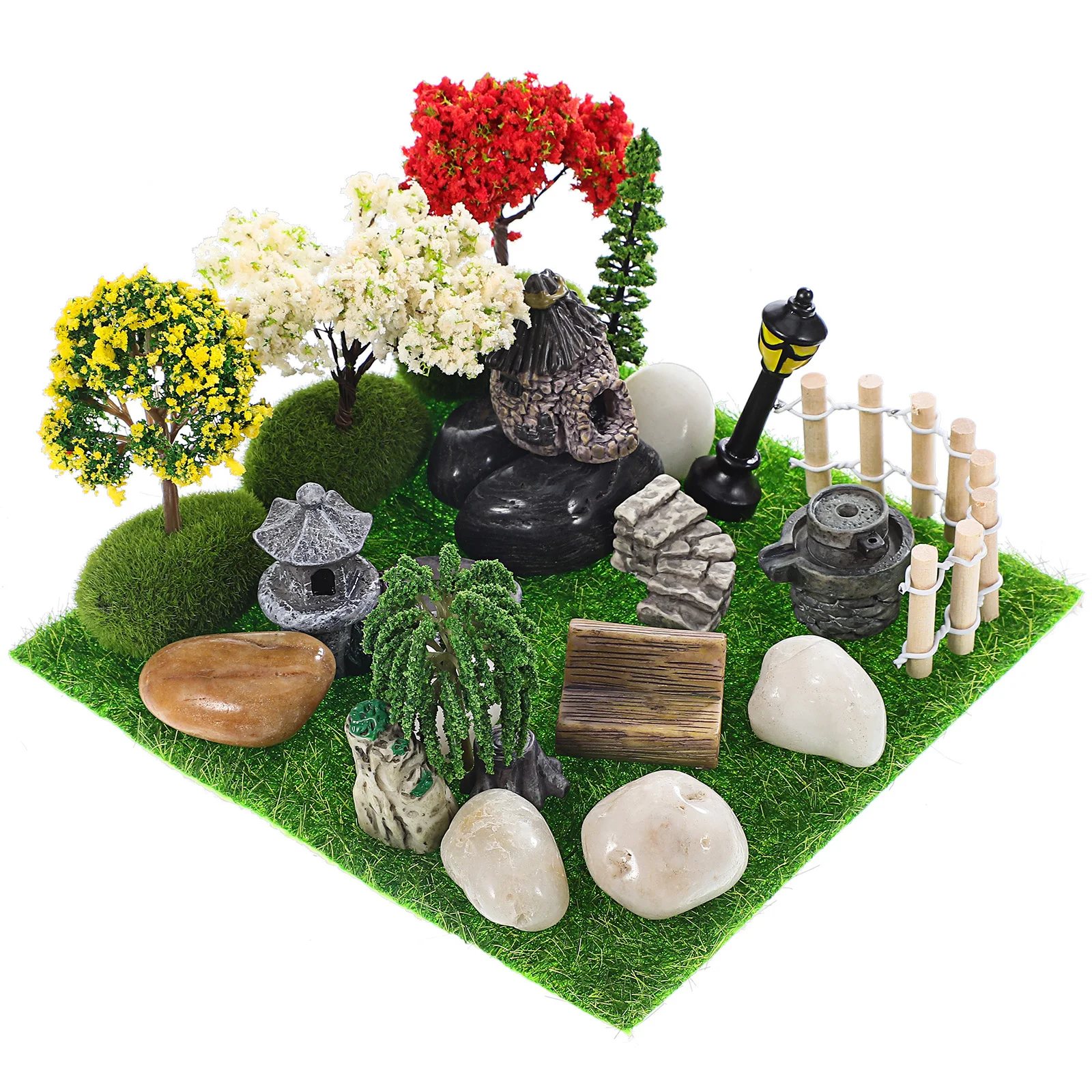 

1 set Miniature Garden Accessories Set Plastic Micro Landscape Decorations Kit Fairy Plants Trees Figurines Gardening