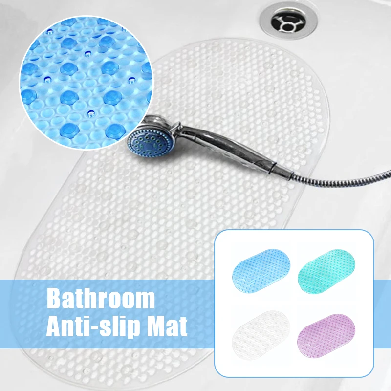 

Non-Slip Bathtub Pvc Ellipse Transparent Mat Safety Shower with Drain Easy To Clean Washroom Hole Bathroom Creative Foot Mat