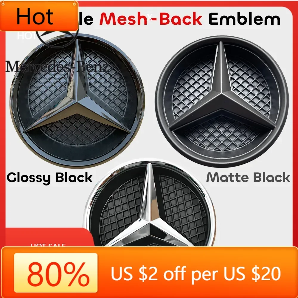 

Hot Chrome Silver OE Star Front Grille Emblem With LED Chrome Silver Glossy B C E S R SL ML GL GLAFor Mercedes Benz Car Sticker