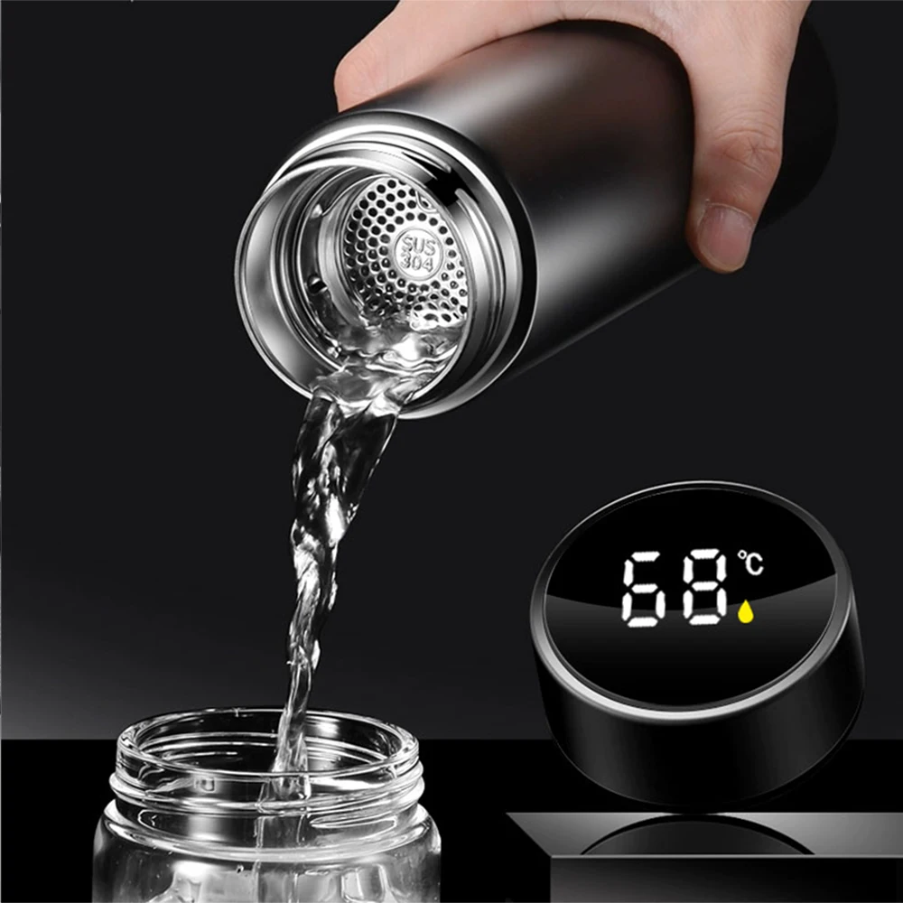 1pc Thermos Bottle Smart Cup With Temperature Display 304 Stainless Steel Vacuum Insulated Intelligent Cup For Nissan Nismo GTR