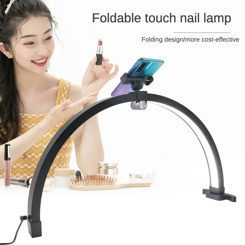 Nail Table Lamp LED Half Moon Foldable Portable Manicure Desktop Professional Light Beauty Salon Portable Lighting Fill Light