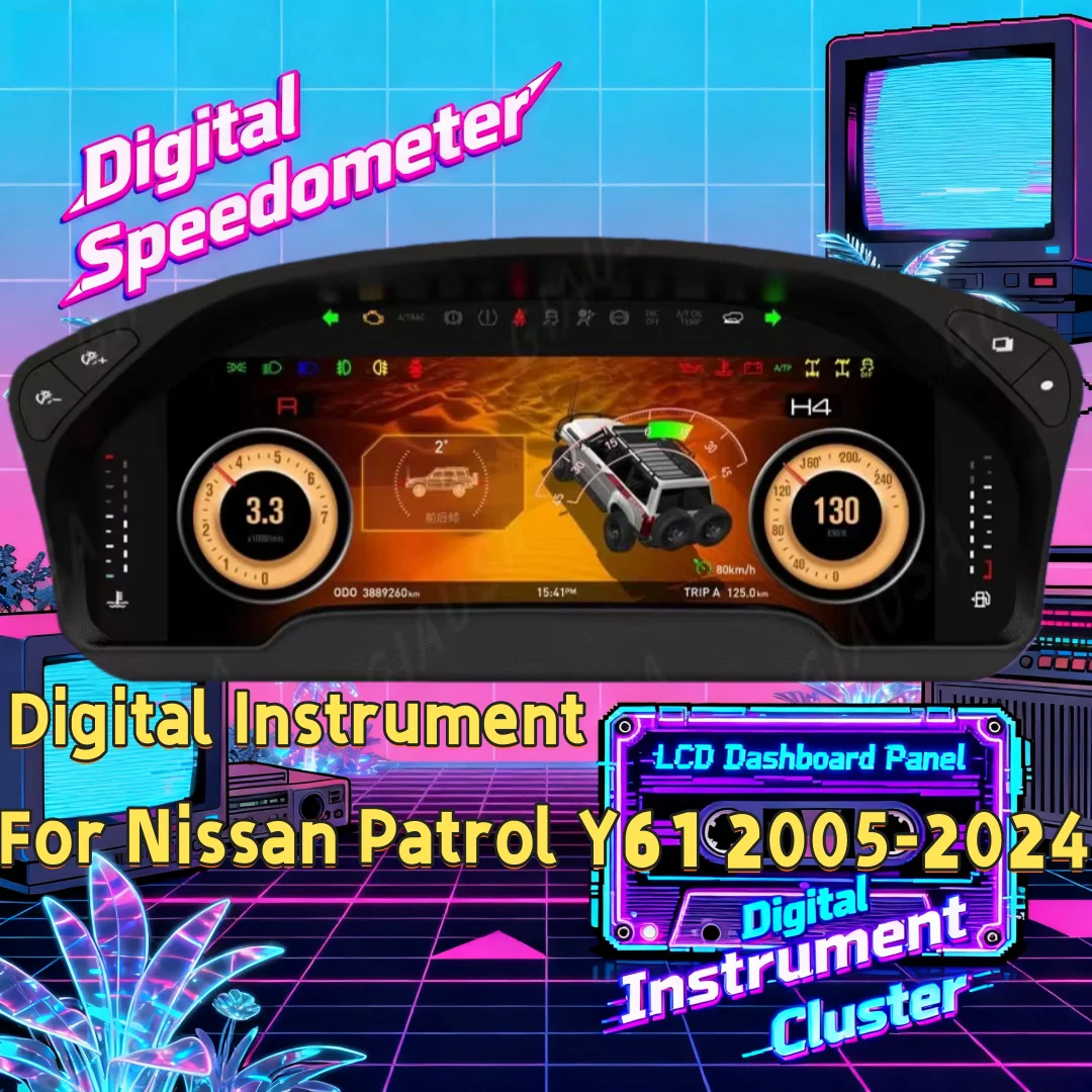 

Цифровая приборная панель, спидометр, виртуальный кокпит, одометр для Nissan Patrol Y61 2005-2024, 12,3 дюйма
