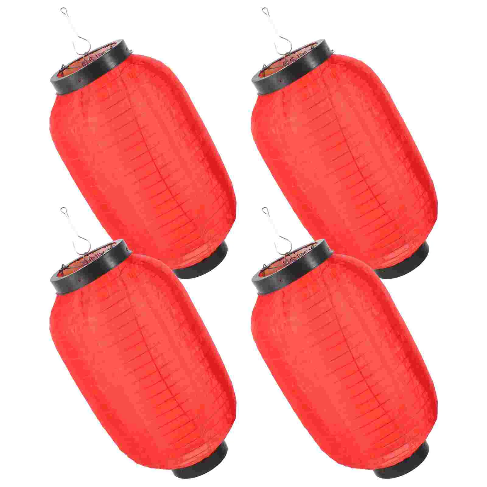 4 Pcs Decor Japanese Decorative Waterproof Foldable Silk Lanterns 4pcs (red 8 Inches) Doorway Hanging Yellow Sushi