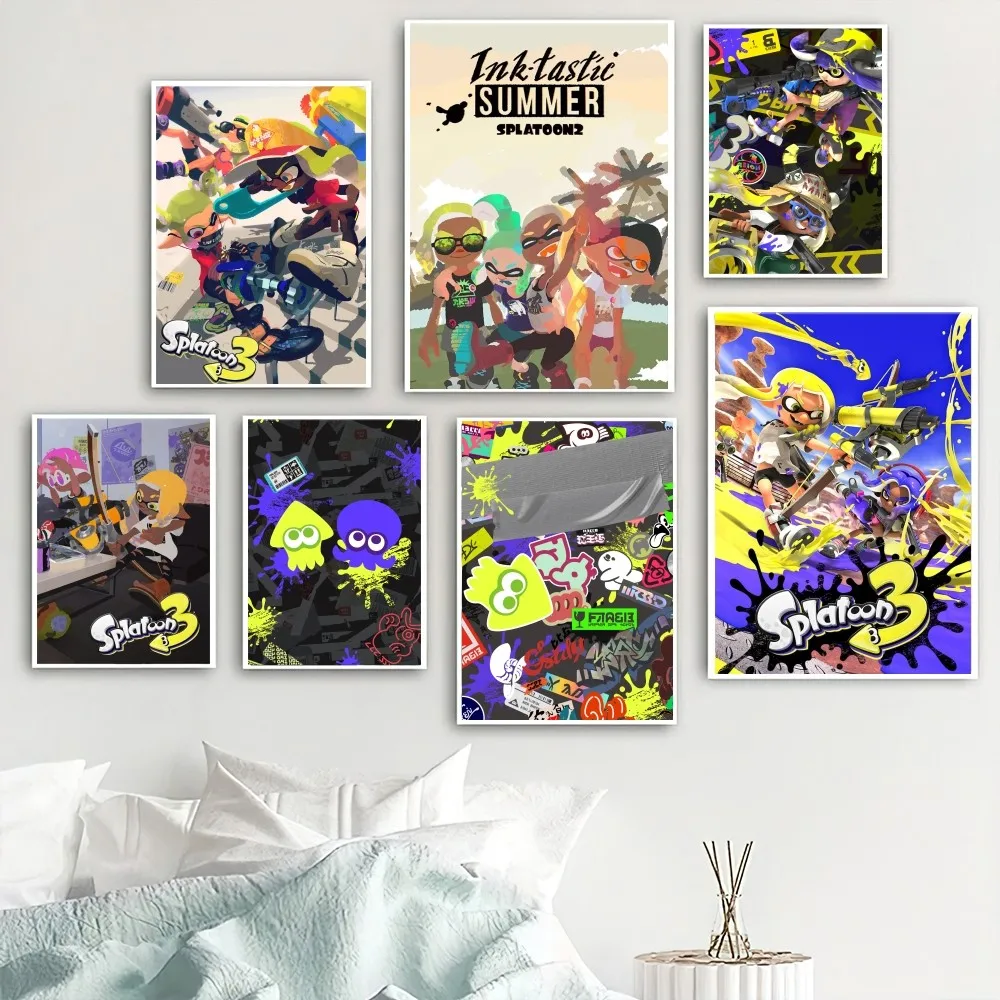 S-Splatoon 3 Game Poster Home Room Decor Livingroom Bedroom Aesthetic Art Wall Painting Stickers