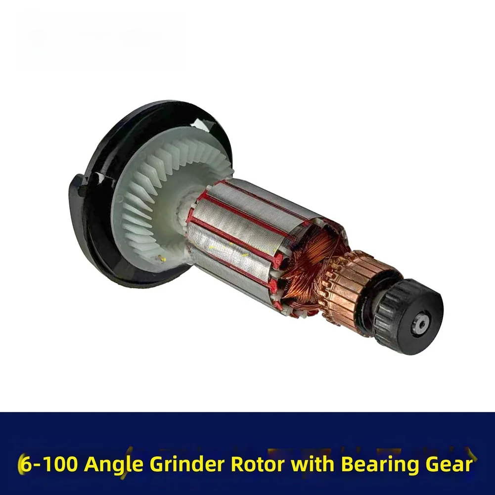 Copper Rotor Assembly With Bearings Carbon Brushes Gears For 6 100 Angle Grinder Quick Repair Replacement Power Tool Accessories