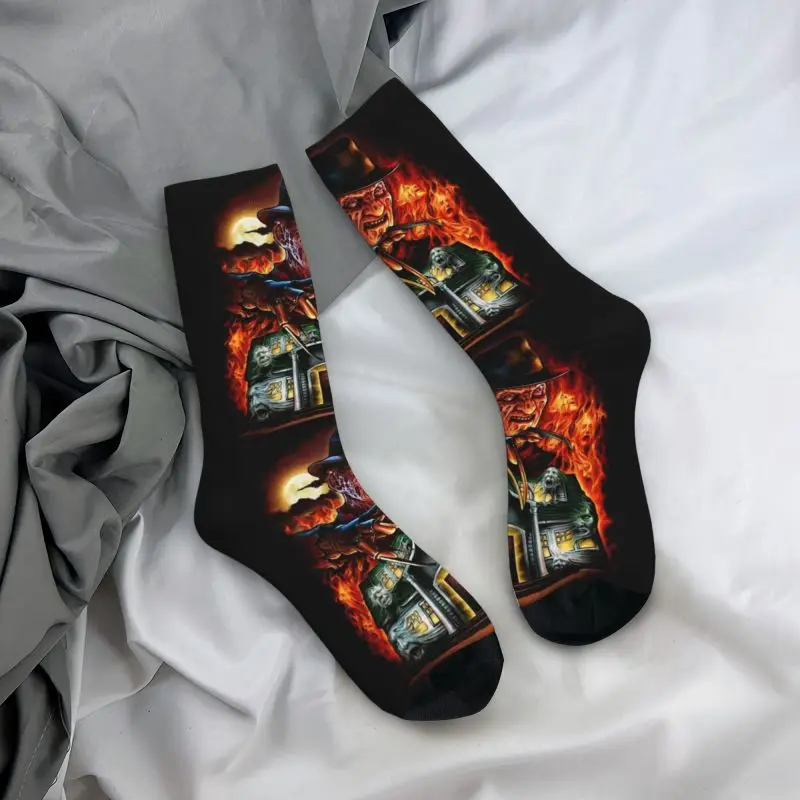 Men's Horror Movie Killer Crew Socks, Unisex, Halloween, Filme, Primavera, Verão, Outono, Inverno, Vestido