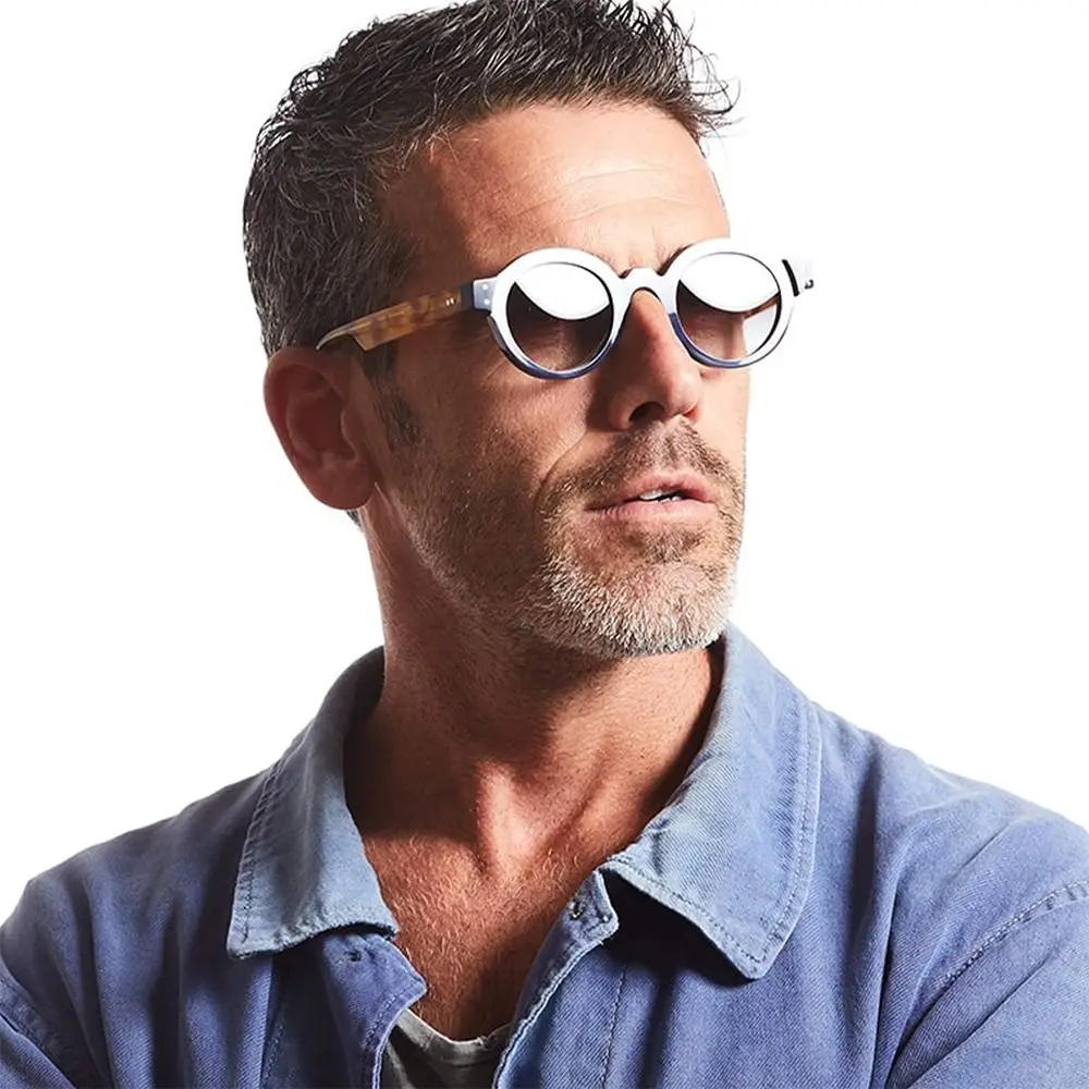 

Double Color Round Sunglasses Fashion Clear Lens Rivets Decoration Y2K Glasses UV400 Retro Sun Glasses for Women & Men