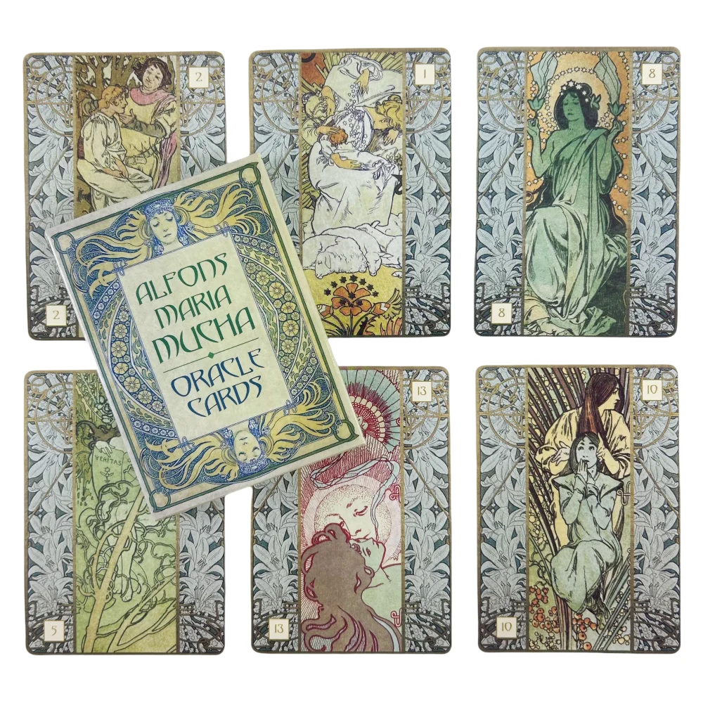 Cartas del oráculo de Alfons Maria Mucha, un juego de 36 cartas del Tarot English Visions, edición de adivinación, juegos de cartas de mesa