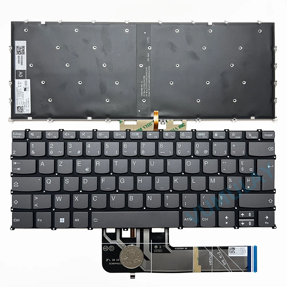 Podświetlana klawiatura AZERTY do Lenovo IdeaPad Flex 5-14are05,5-14iil05,5-14itl05,5-14alc05,IdeaPad 3-14ABA7 3-14IAU7, 5-14ABA7 5-14IAL7 5Pro 14ITL6 14ACN6 14ARH7 14IAP7 FR