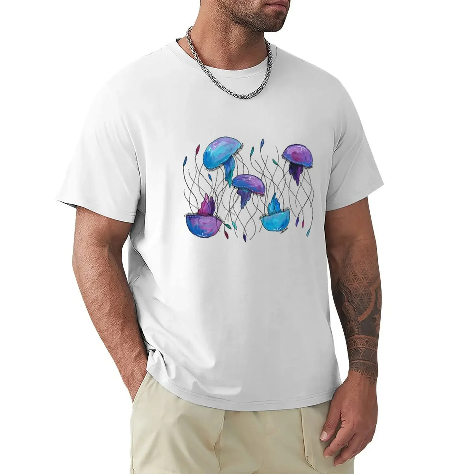 Jellyfish T-Shirt summer top Short sleeve tee mens clothing