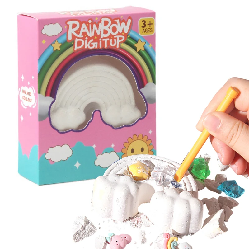 Rainbow Archaeological Digging Gem Toys Gemstone Dig Kit Handmade Excavation Treasure Fossils Toys Kid Science Educational Toy