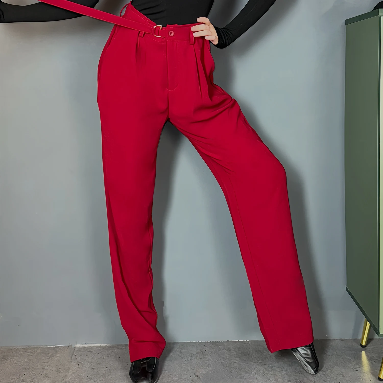 Pantaloni da ballo latino da donna Pantaloni da donna a gamba larga neri rossi a vita alta Abbigliamento da pratica per adulti Salsa Ballroom Dance Wear BL17477