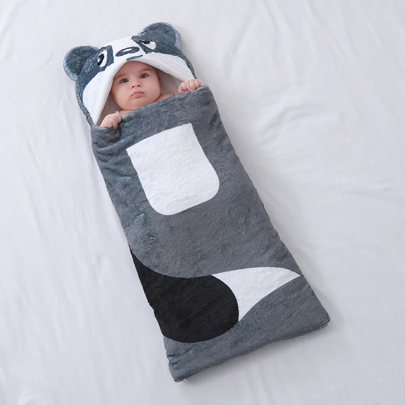 Newborn Baby Sleeping Bag Fox Shape Thick Warm Blanket Pure Cotton Cocoon Infant Boys Girls Clothes Nursery Wrap Swaddle 0-6M