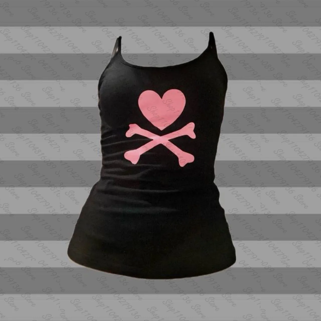 Cute Print Women Goth Tank Tops Backless Low Cut Aesthetic Camisoles Sleeveless Fit Shirt Streetwear Crop Tops Y2k Clothes