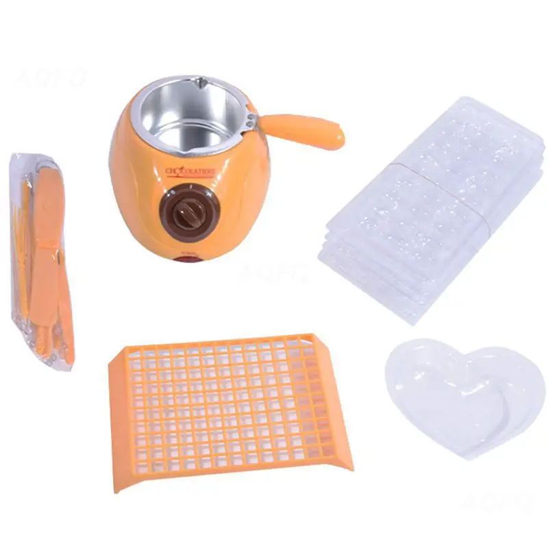 Durable Stainless steel&Plastic Hot Chocolate Melting Pot Electric Fondue Melter Machine Set Tool EU plug