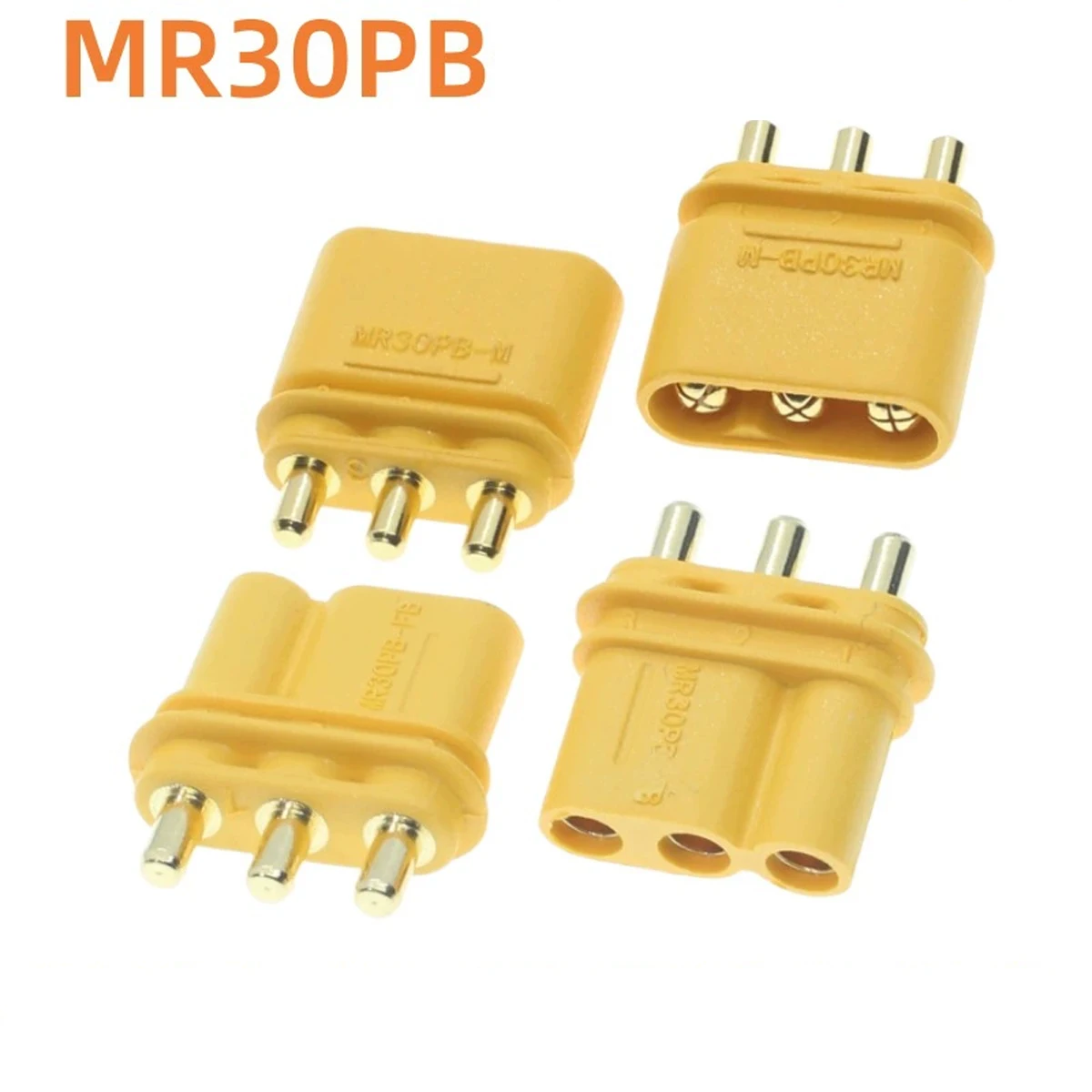 2/5pcs MR30PB-M/F 3Pin Connector Gold Plated High Current Plug For RC Quadcopter Car Boat Lipo Brushless Motor Battery Terminal